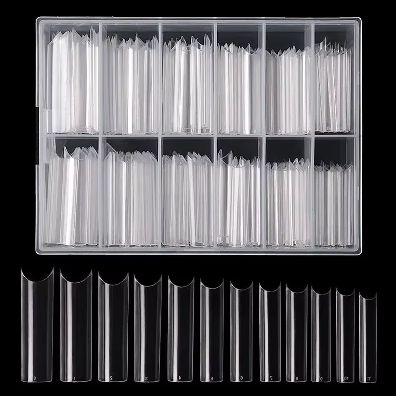 Faux ongles extra droits média, 240 pièces/boîte, longs, carrés, courbés, en ABS, N64.C, pour salon