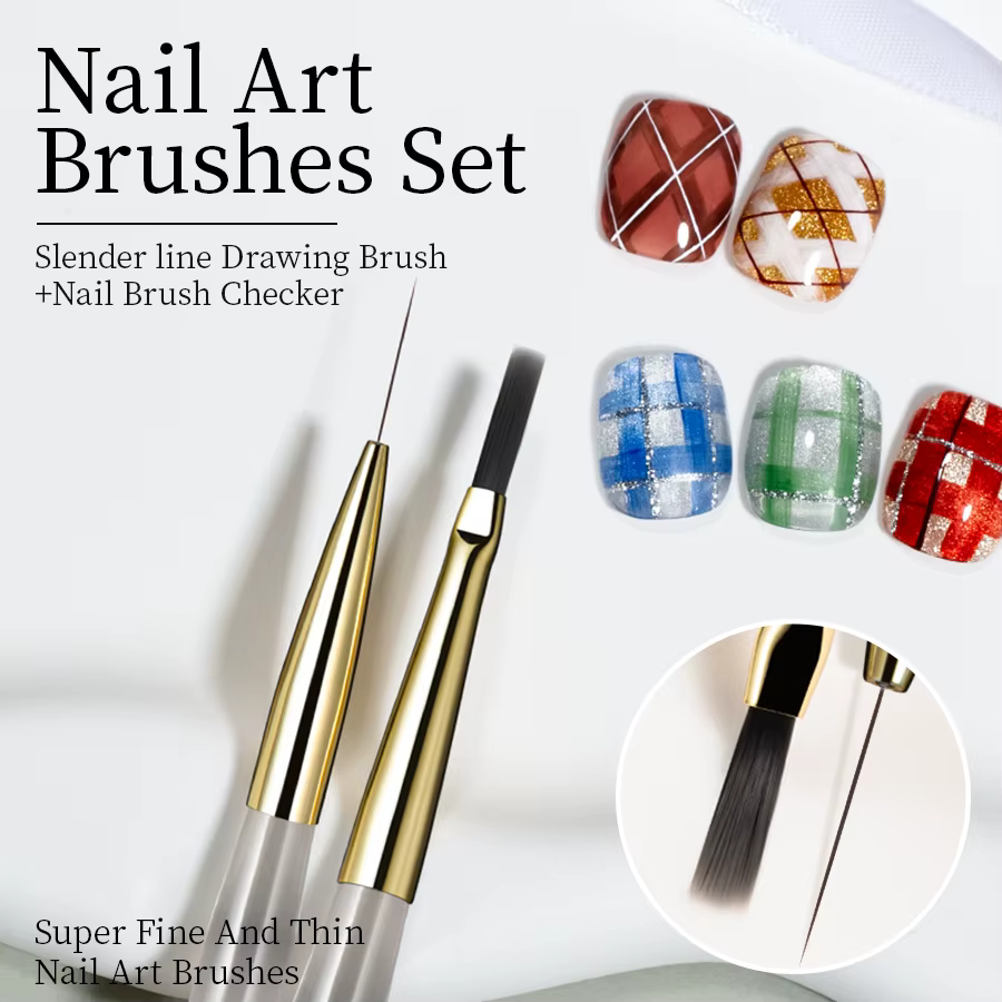 RSNAIL – ensemble de pinceaux pour Nail Art, pinceaux à carreaux Vintage, pinceaux de dessin Ultra-f