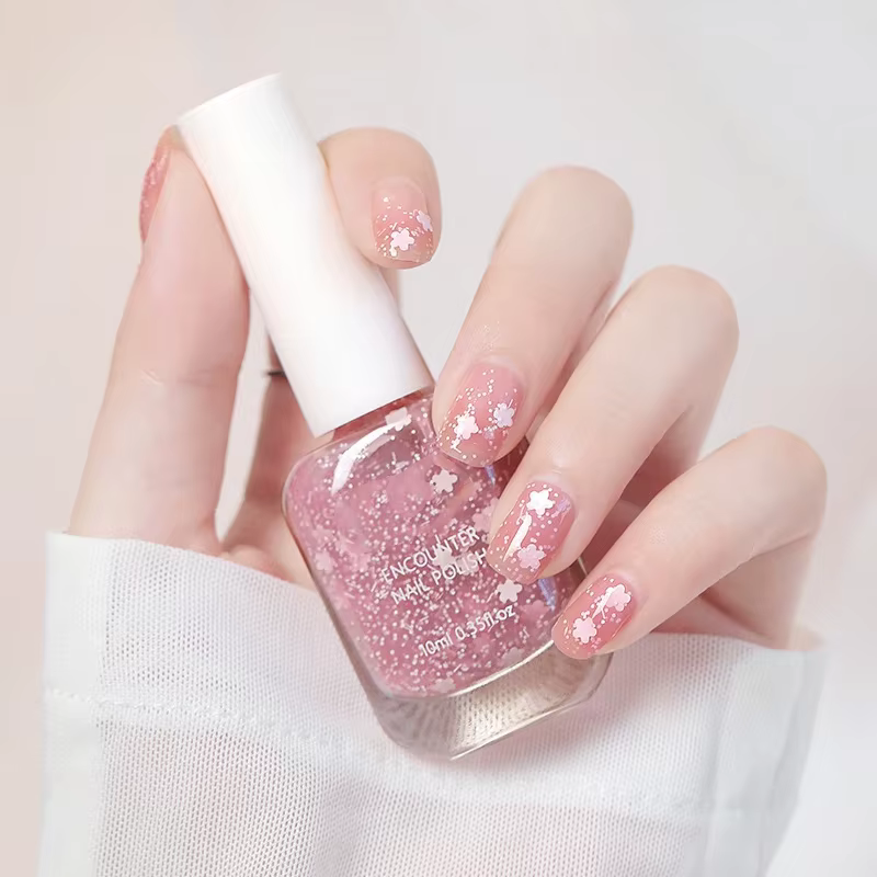 Vernis à ongles rose à base d'eau, 10ml, longue durée, déchirable, séchage rapide, sans cuisson, ver