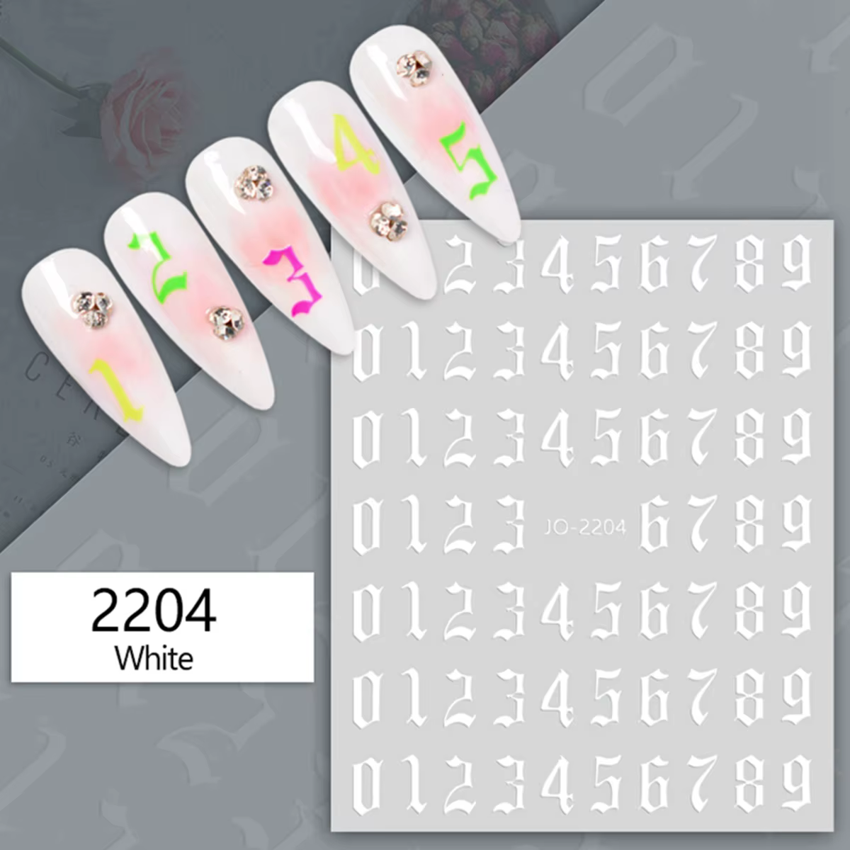 Autocollants Nail Art avec numéro de couleur, 12 couleurs, décalcomanies de décoration d'ongles, con