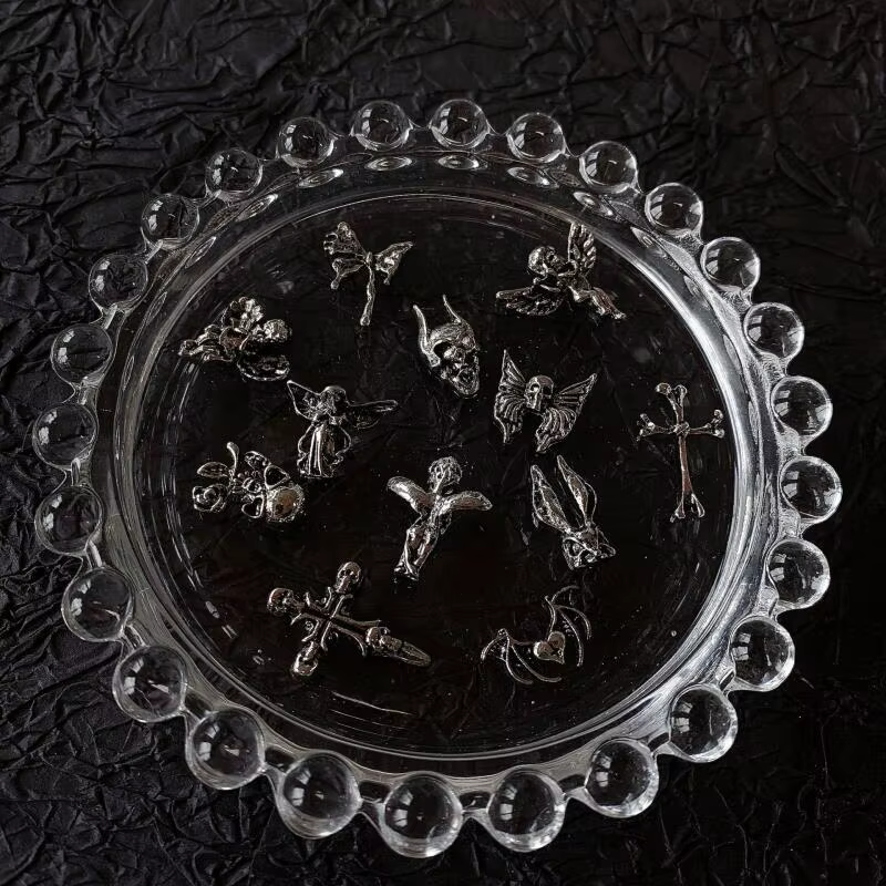 Breloques gothiques pour Nail Art, Style Punk, alliage d'argent Antique, accessoires de croix cathol
