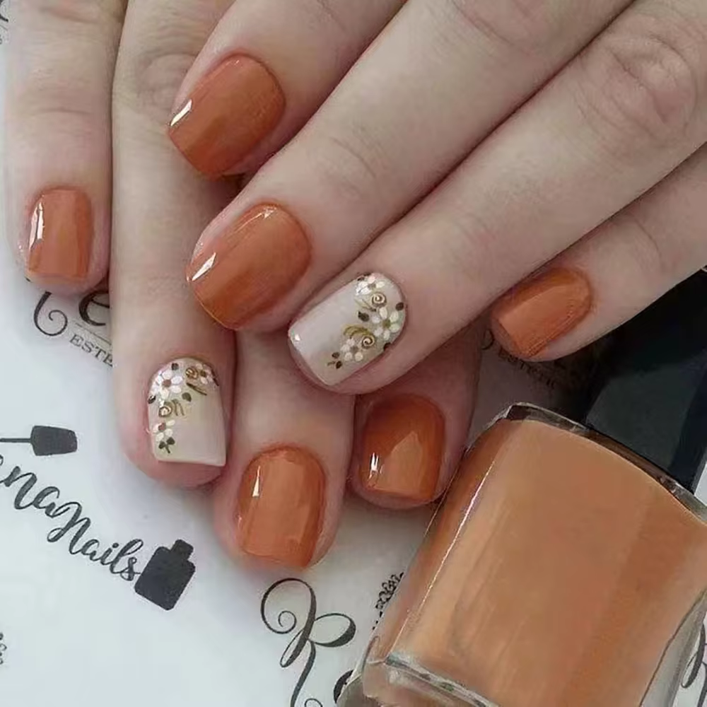 24 pièces/ensemble faux ongles carrés courts pour femmes filles faux ongles mode paillettes fleurs g
