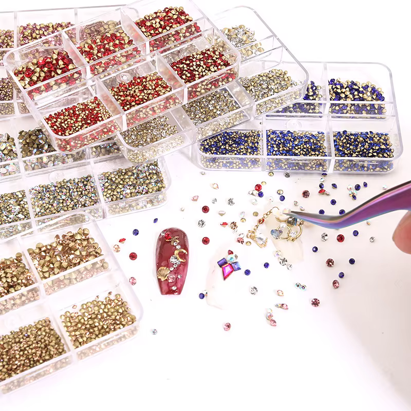 Strass en cristal pour Nail Art, 1000 pièces, verre Super brillant, fond pointu, paillettes, diamant