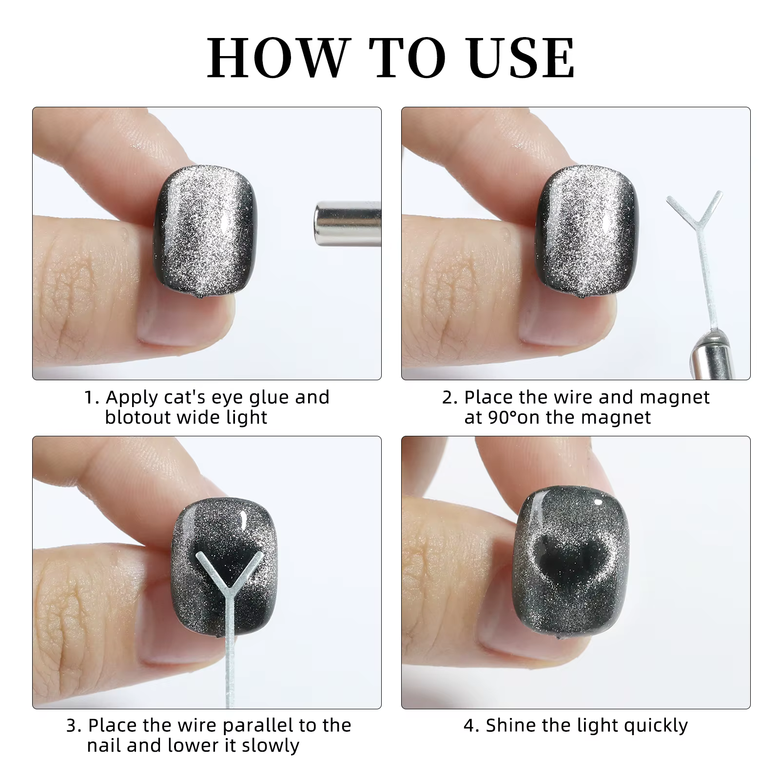 Ensemble d'aimants pour Nail Art, avec fil de fer, tige magnétique œil de chat, aimant puissant en f