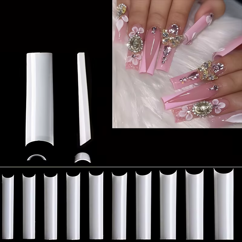 No C Curve Square Nail Tips-No C Curve Long Nail Tips-502Pcs No C Curve XXL carré droit faux ongles
