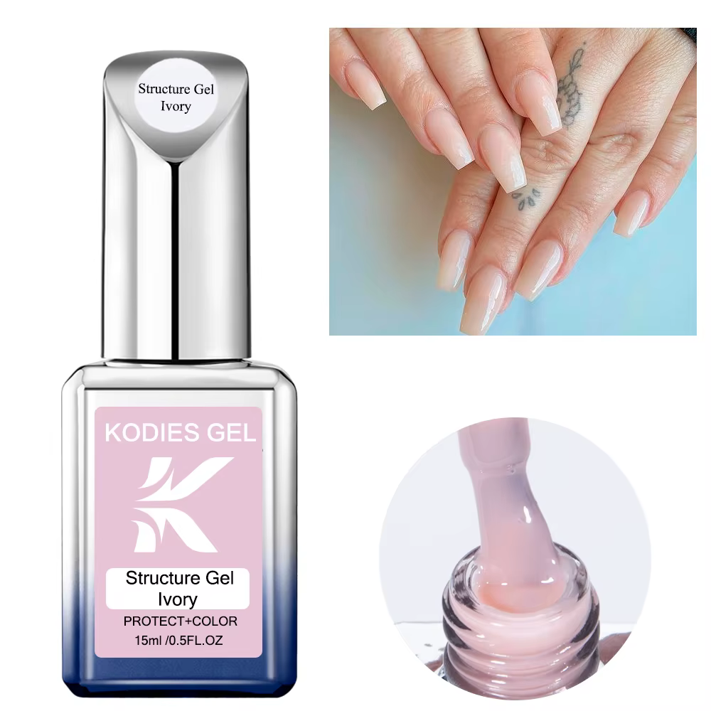 KODIES GEL Structure Base en caoutchouc Gel vernis à ongles ivoire Beige vernis à ongles Semi Perman