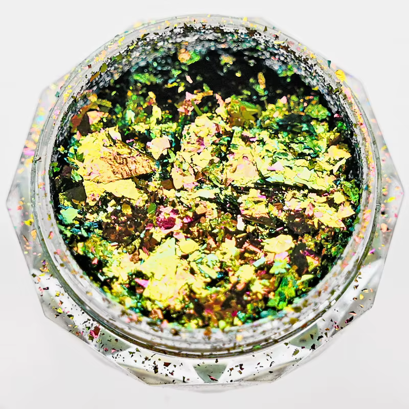 1 pot de paillettes pour nail art AURORA Chrome, multi-chrome, caméléon, paon, galaxie, paillettes p