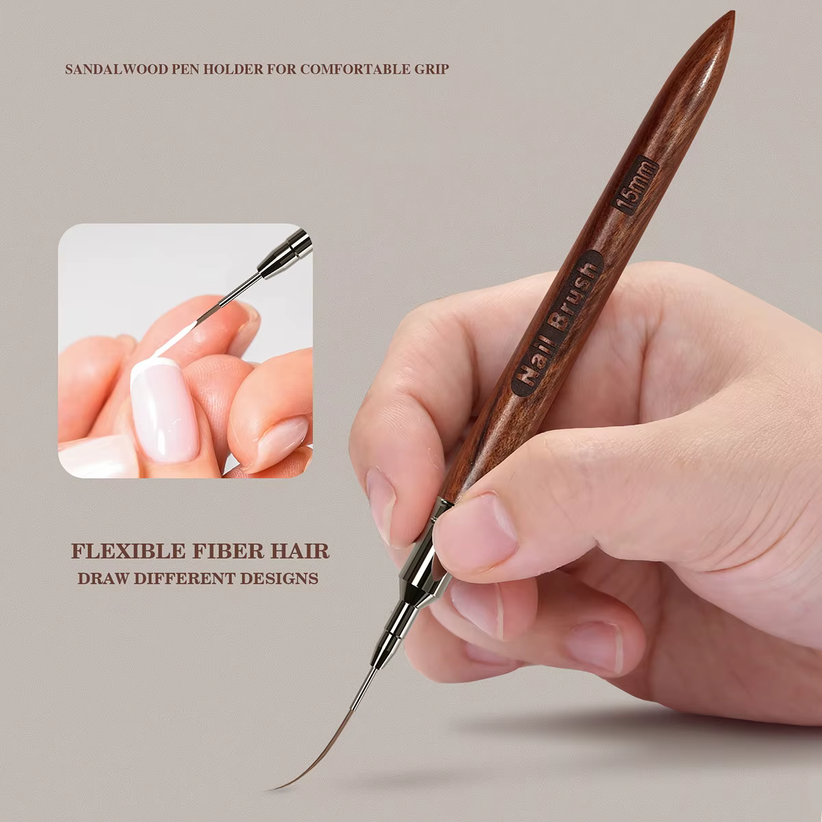 Brosse à ongles manche en bois Gel Nail Art Liner bricolage peinture brosse dessin lignes rayure fle