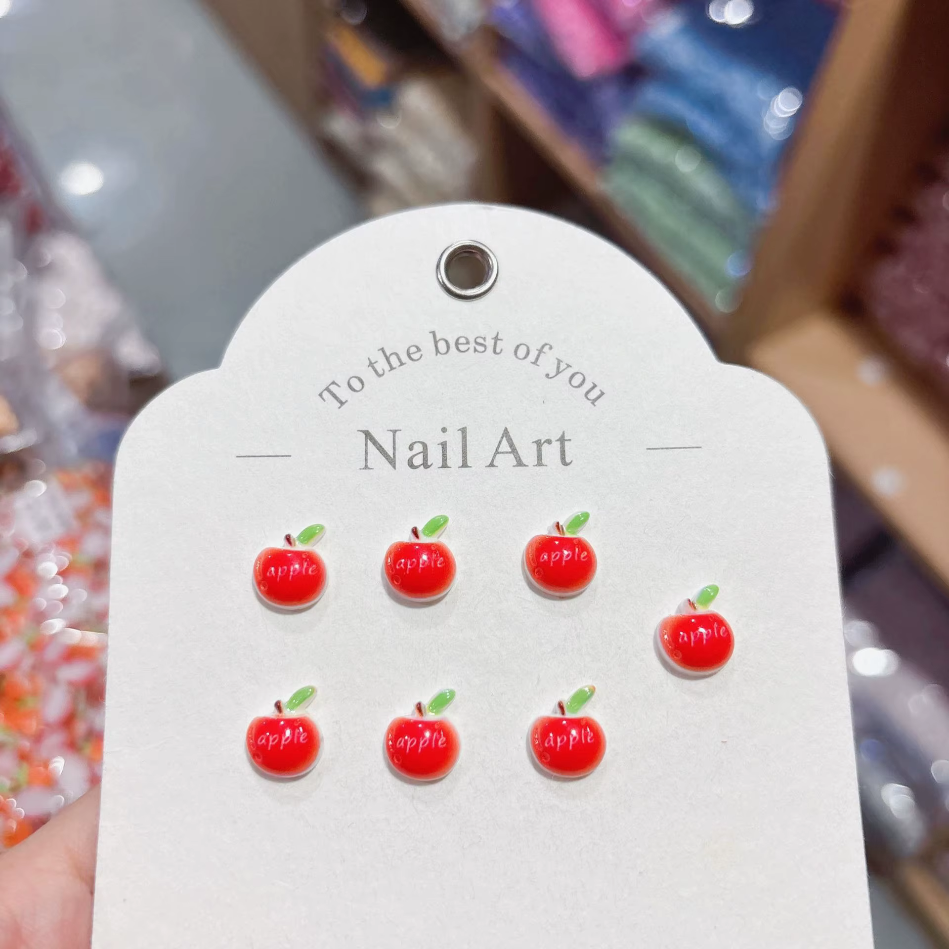 100 pièces/paquet de breloques pour ongles en forme de pomme de dessin animé 9×12mm - Décorations d'