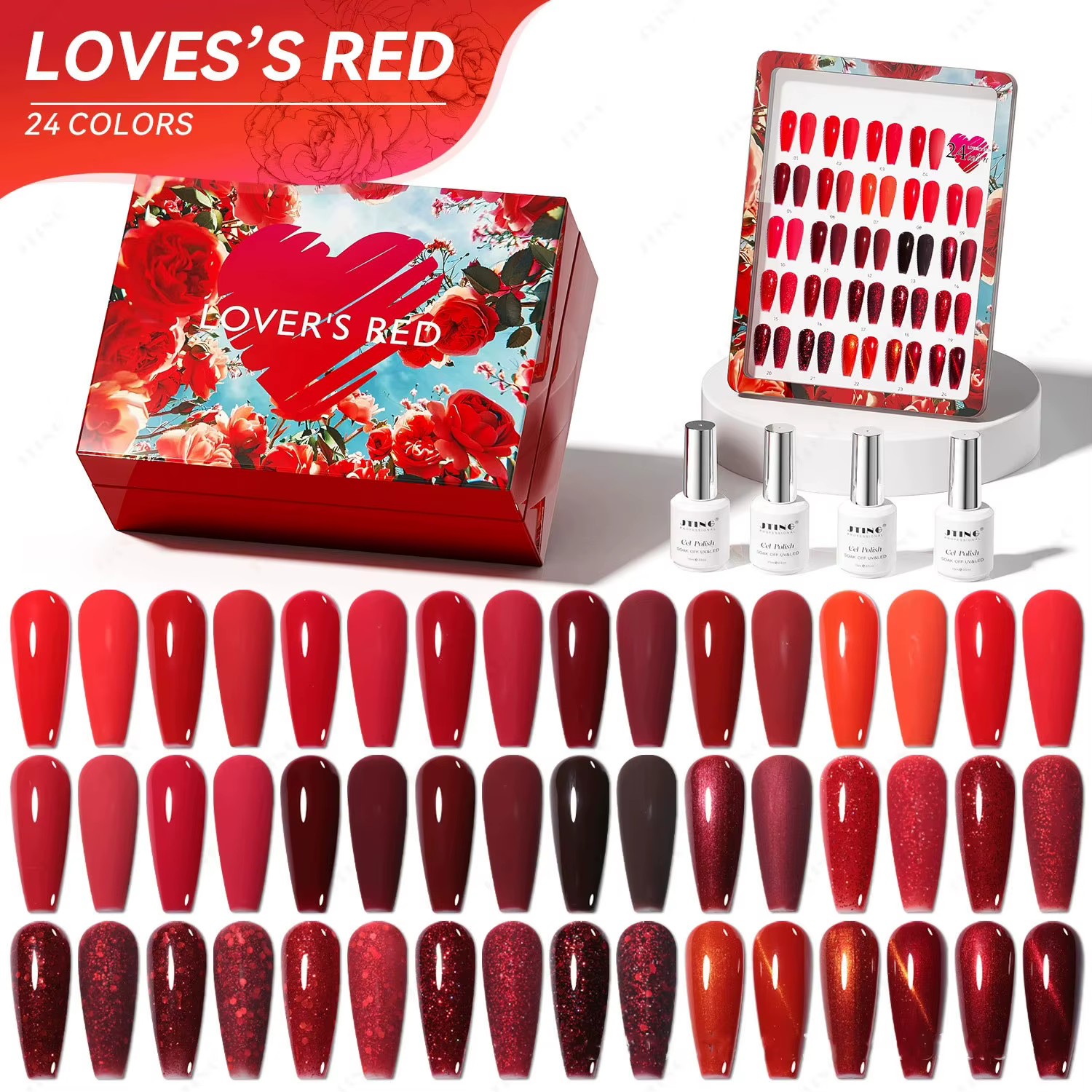 Eleanos vin rouge 24 couleurs Gel vernis avec carte de couleur 15ml vernis à ongles Semi-permanent p