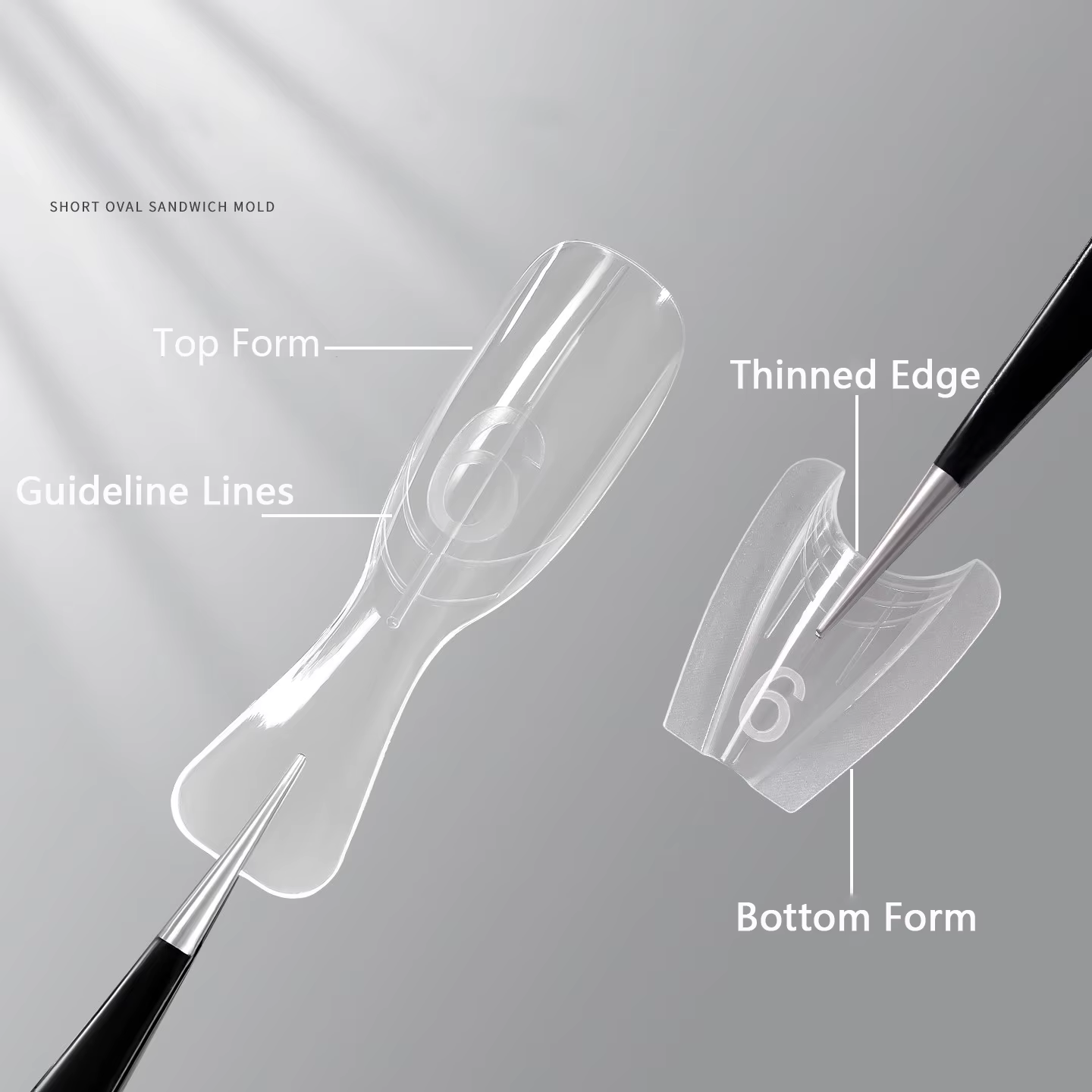 240 Pièces Nouvelles Formes Double pour Ongles Sandwich Réutilisables, Mélange de 15 Tailles, Courte