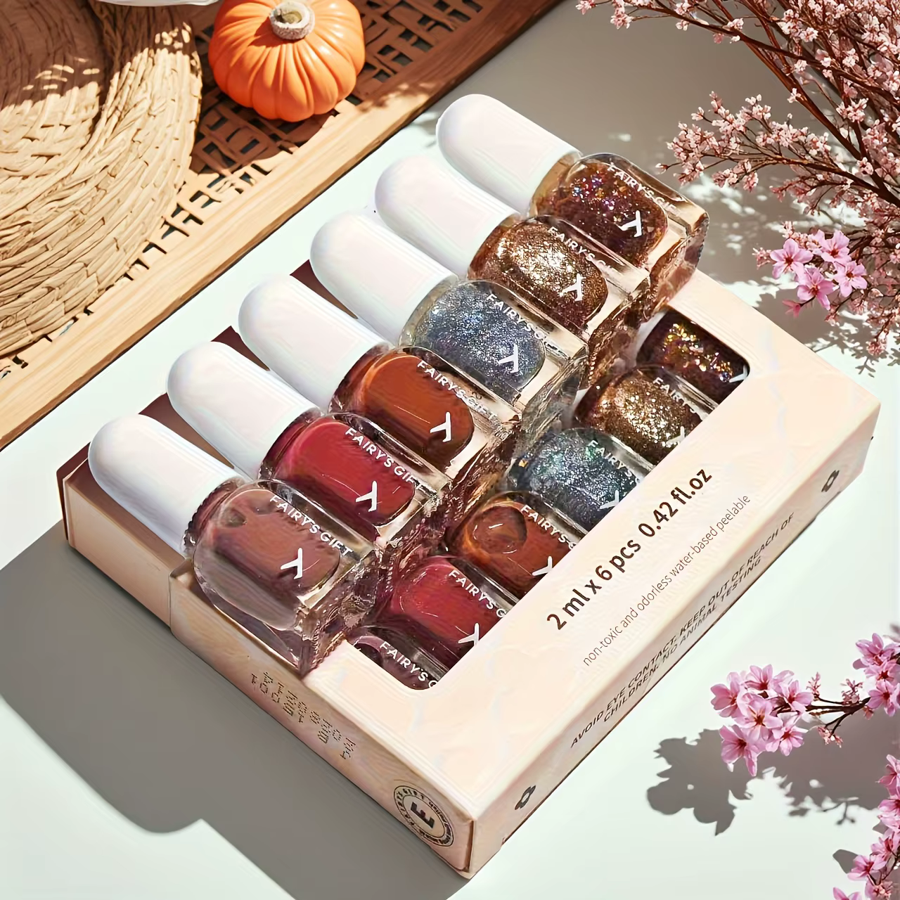Set E Champagne lèvres rouges ensemble de 6 bouteilles vernis à ongles sans cuisson séchage rapide l