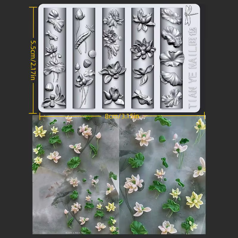 Moule à ongles incurvé série de fleurs en Silicone 3D, fleur de Lotus de la vallée, modèles d'ongles