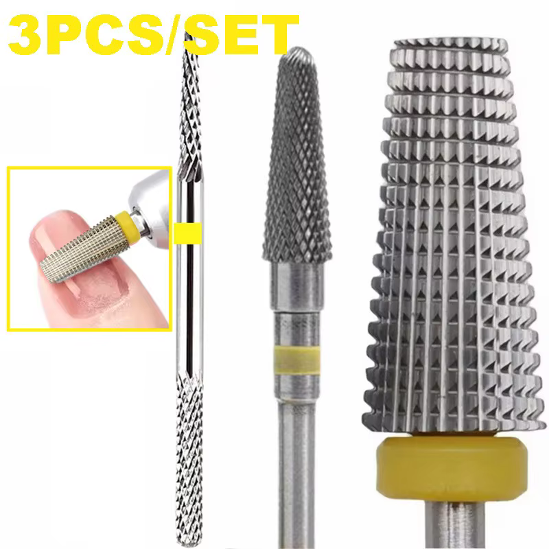 1 pièce/3 pièces en acier au tungstène de qualité professionnelle avec foret à ongles en diamant emb