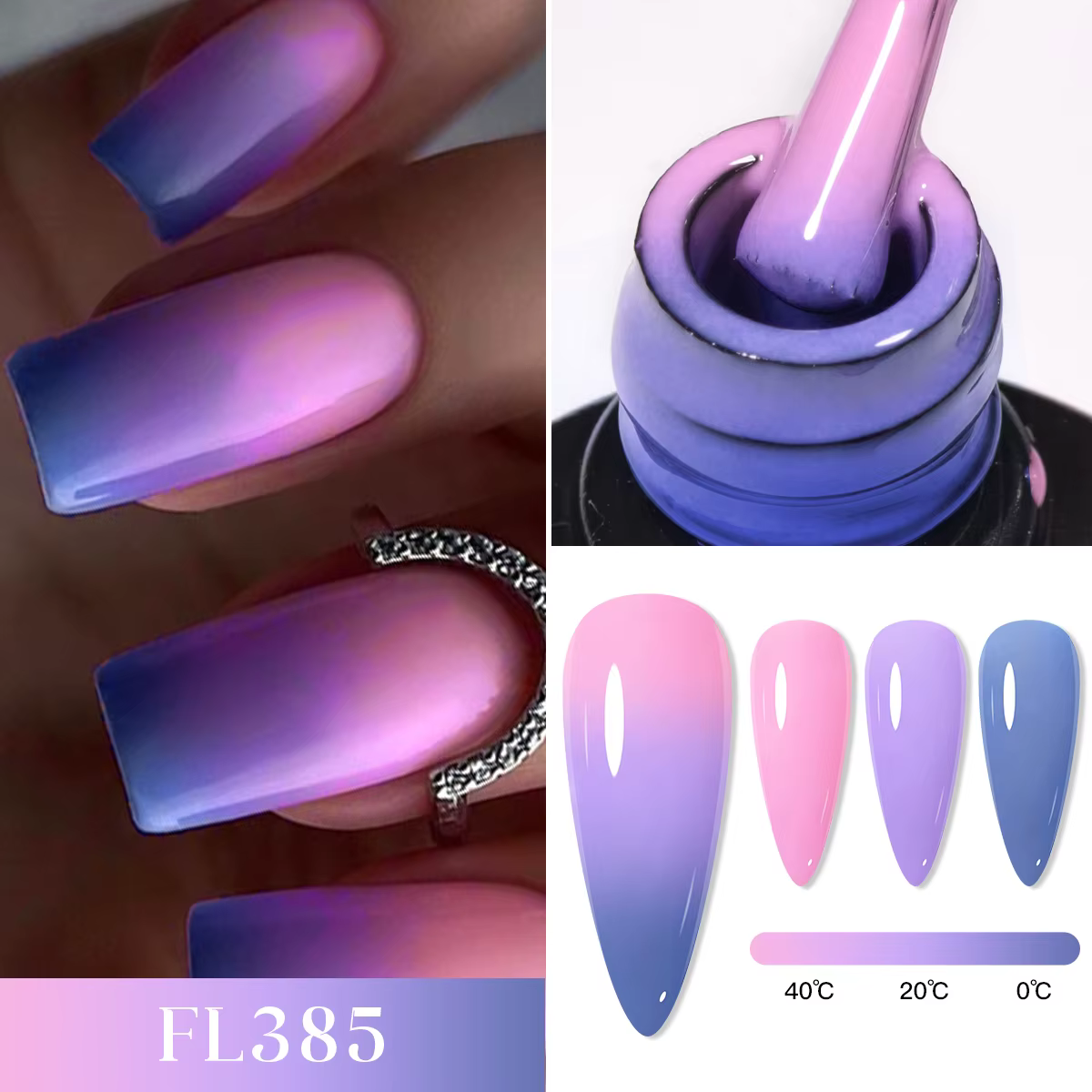 FOUR LILY – vernis à ongles thermique, 7ml, 3 couleurs changeantes, Semi-Permanent, à tremper, UV/LE