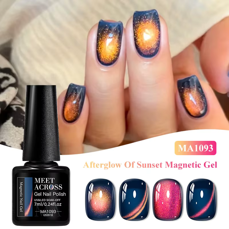 Vernis à ongles Gel magnétique Afterglow Of Sunset Cat, Angles différents, couleurs différentes, ong
