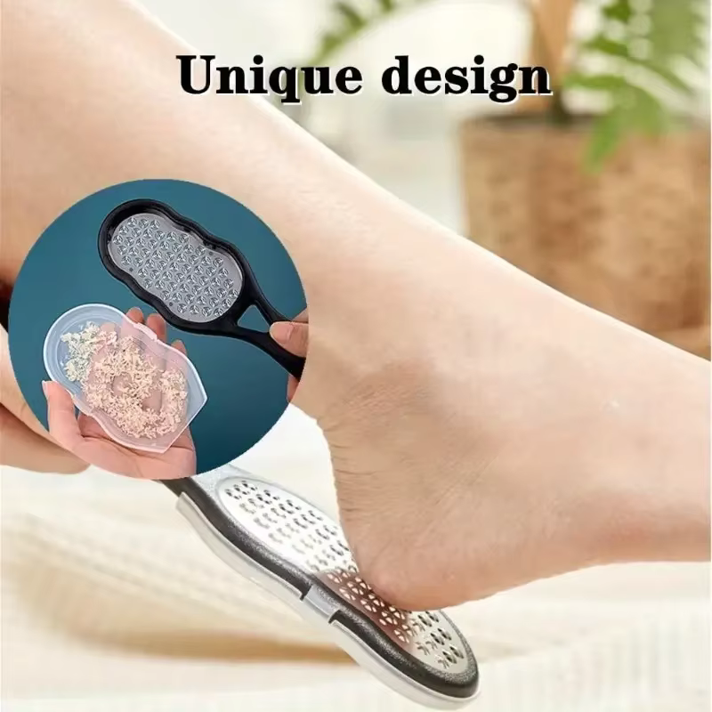Lime à pied en acier inoxydable – Lime ergonomique anti-éclaboussures avec grain grossier/fin, durab