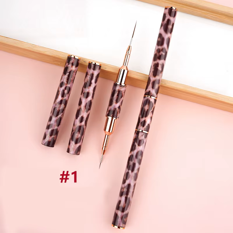 Pinceaux à ongles imprimé léopard 5-25 mm, double tête, pour liner, rayures, dessin, peinture, détai