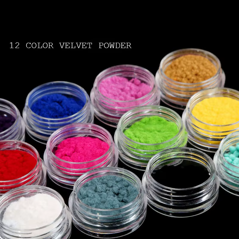12 couleurs velours Nail Art paillettes flou flocage velours hiver peluche bricolage décorations d'o