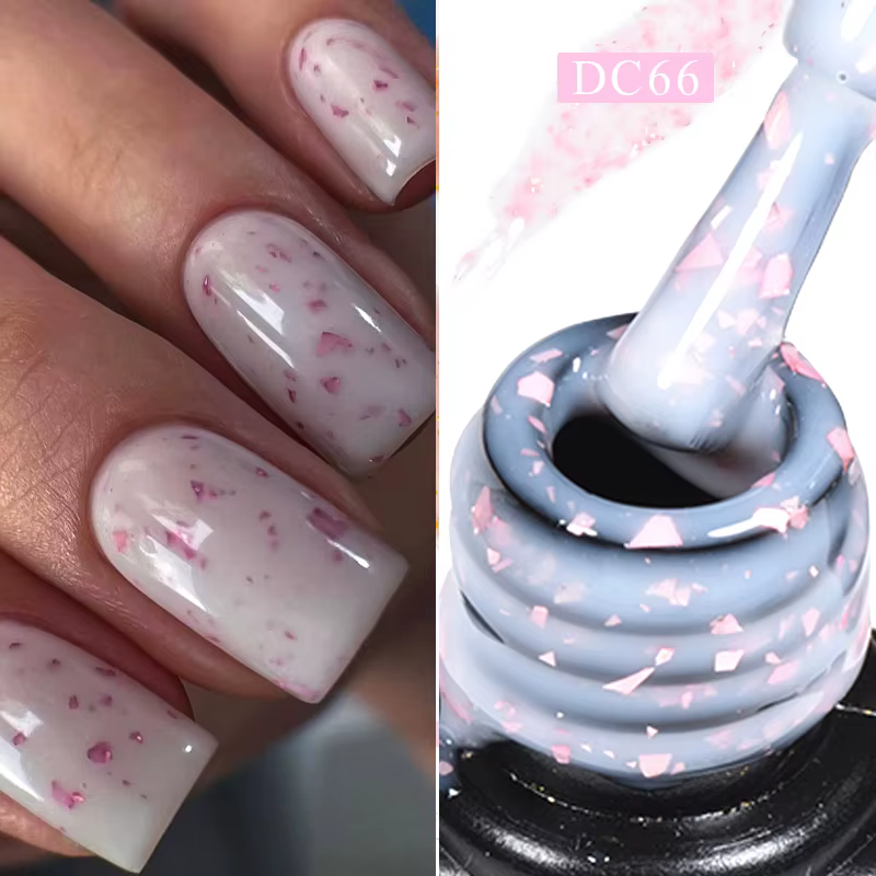 Mtssii 7ml or paillettes caoutchouc Base Gel vernis or rose blanc laiteux Semi Permanent UV LED Nail