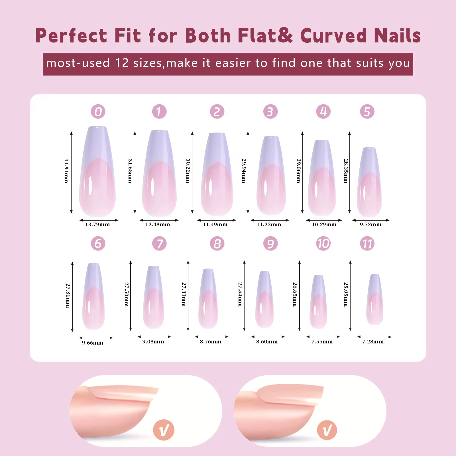 288PC faux ongles conseils cercueil amande coloré français acrylique presse sur ongles pré-conceptio