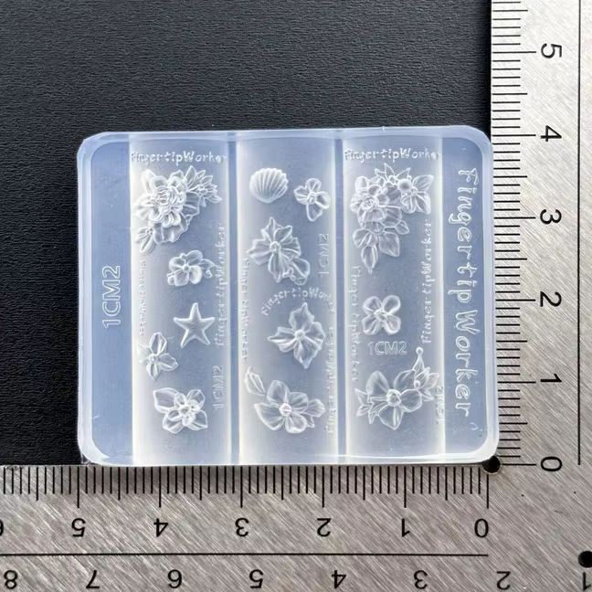 Moule à ongles en acrylique 3D transparent, motif Cœur Baroque, Collier Français, Papillon, Fleur, p