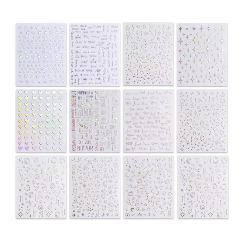 831e 12 feuilles manucure manucure nails d'art multicolore pour chaque occasion