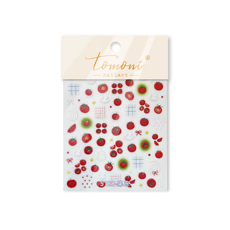 Autocollants pour Nail Art, gelée tomate mignonne, décalcomanies de décoration de haute qualité, T-5