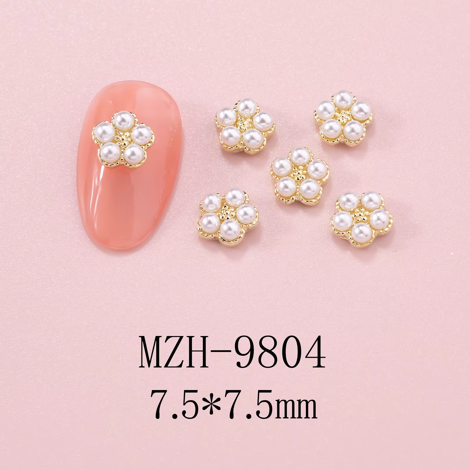Décoration d'ongles en diamant coloré, point d'art d'ongle, bijoux de fleur de perle, fleur à cinq p