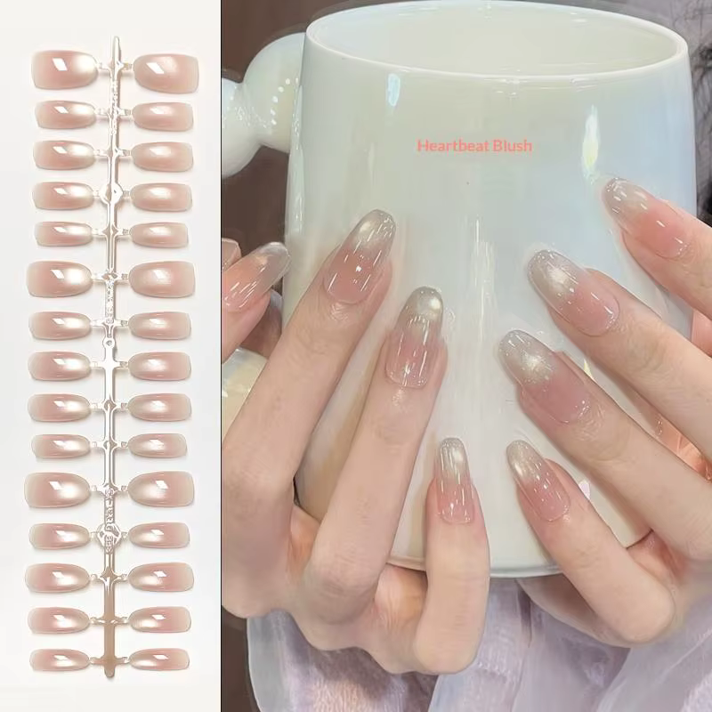 Faux Ongles 30 Pièces Courts Ovale Amande XS/S/M Tailles Mixtes Nude Pointes d'Ongles Artificielles