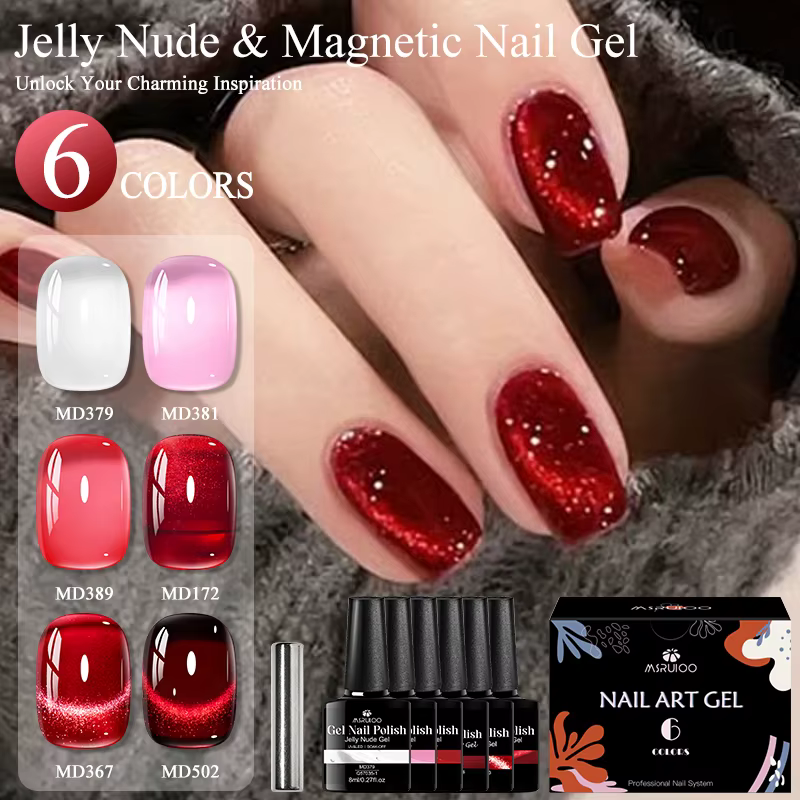 Ensemble de 7 gels magnétiques pour ongles, rose nude, semi-permanents, UV LED, gel vernis pour manu