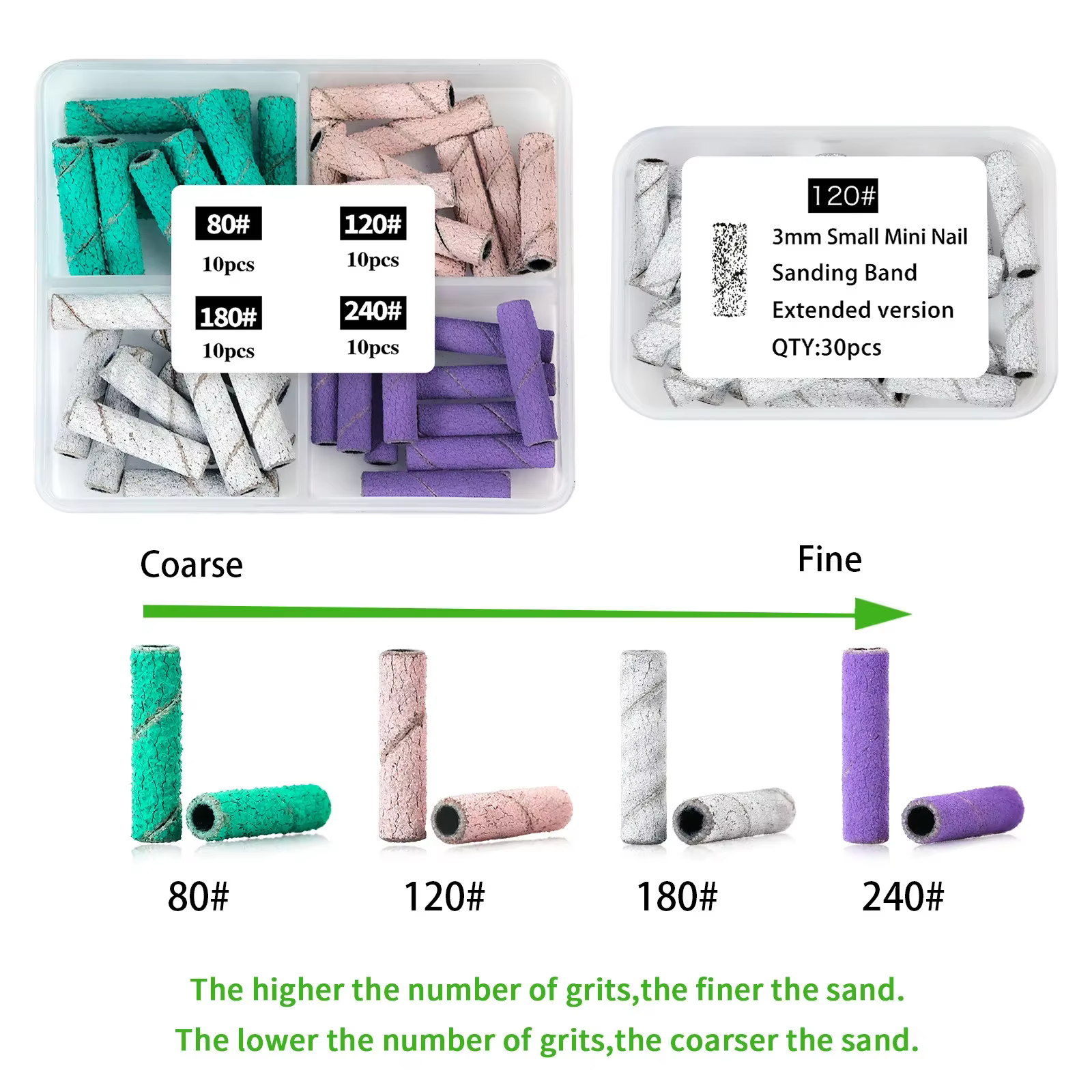30/40PC 3mm Mini ensembles de bandes de ponçage Extra longues pour l'élimination du Gel acrylique et
