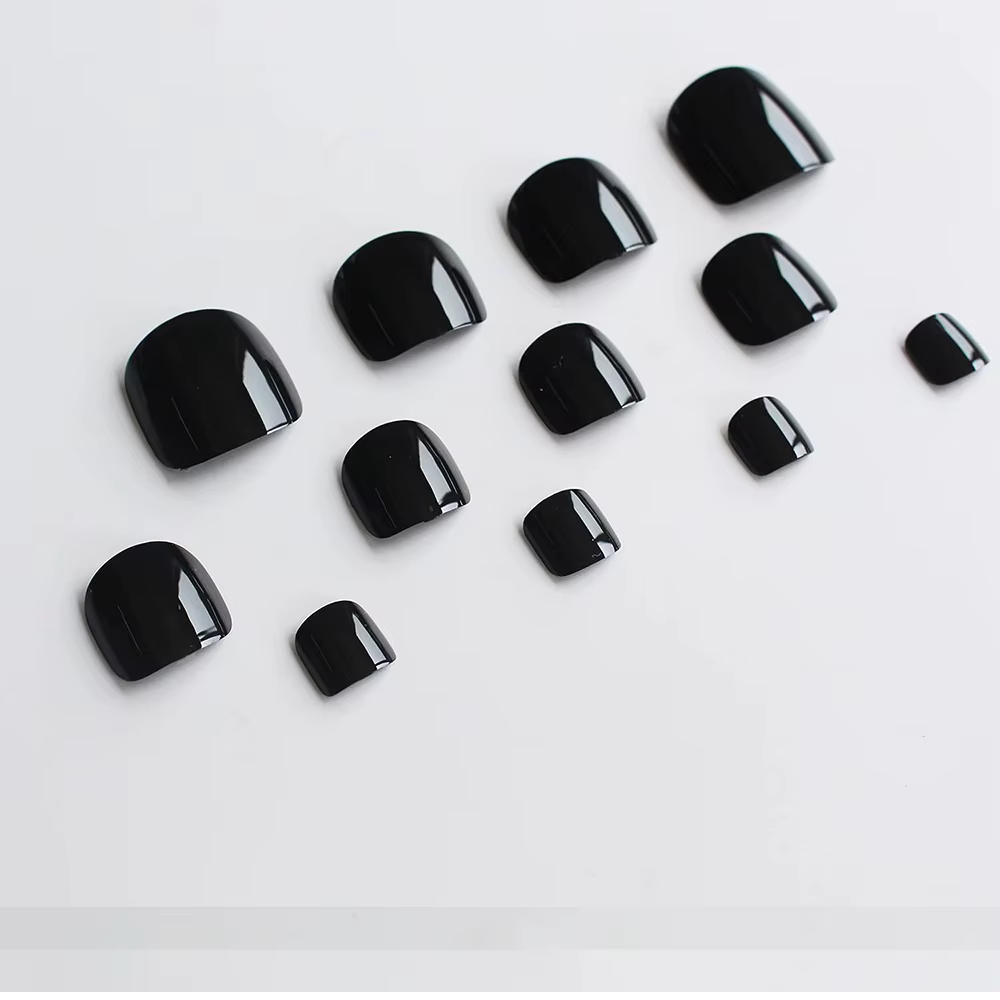24 pièces rouge/blanc/noir/jaune/vin rouge ongles faux orteils ongles naturel-couleur unie carré pre