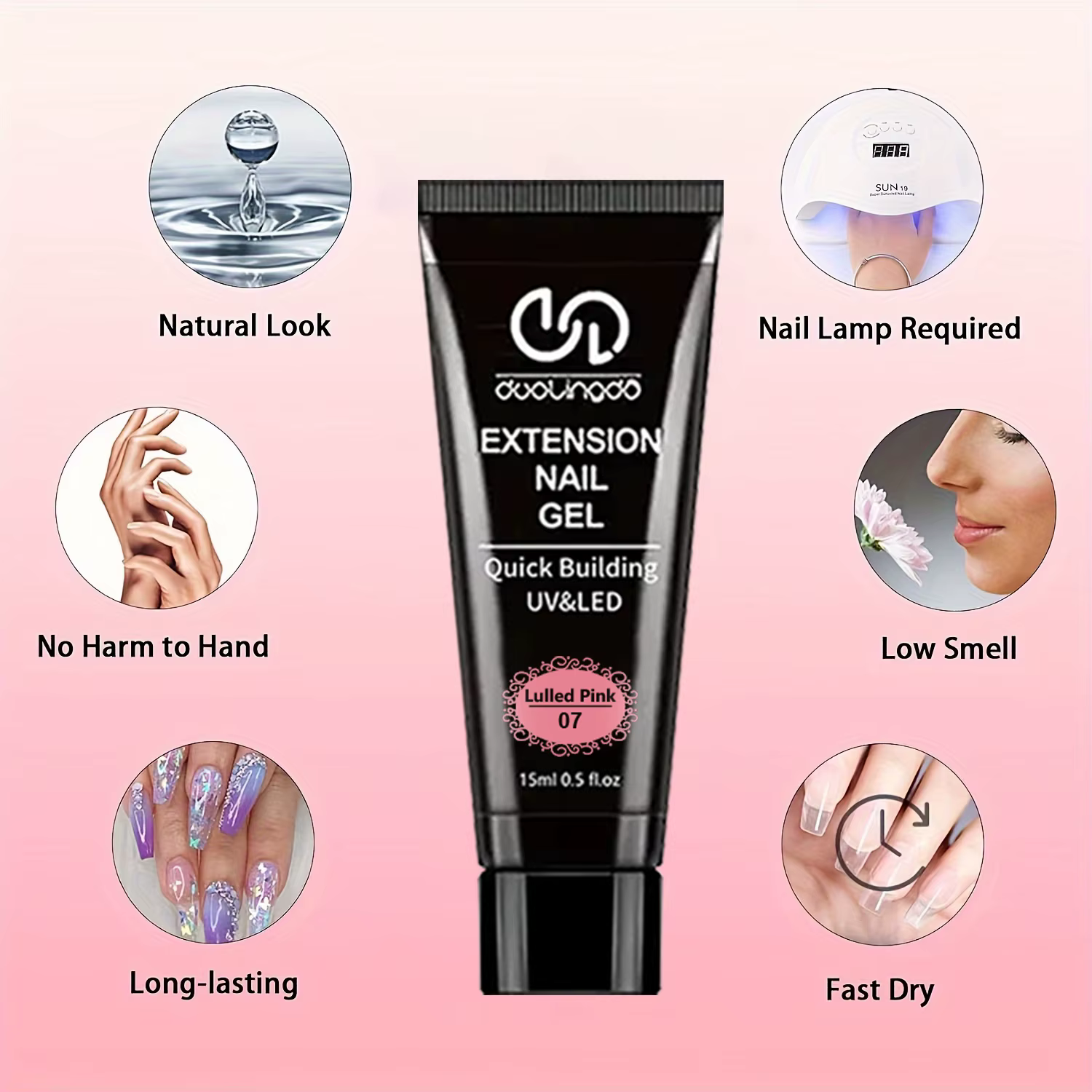Kit Nail Art Salon & Home – Ensemble d'extension de gel à construction rapide sans odeur de 0,51 oz