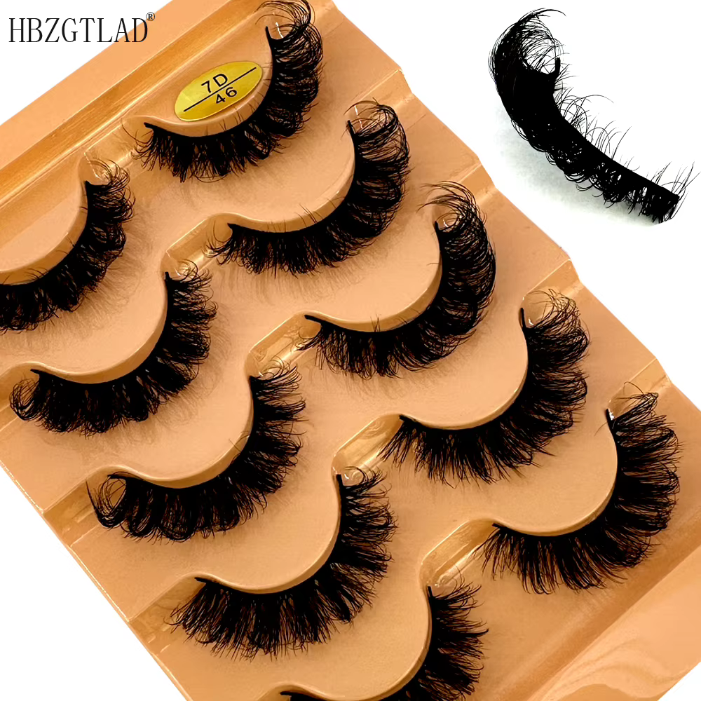 Nouveau 5 paires classique hybride Volume cils nouveauté vaporeux D Curl court russe bande cils maqu