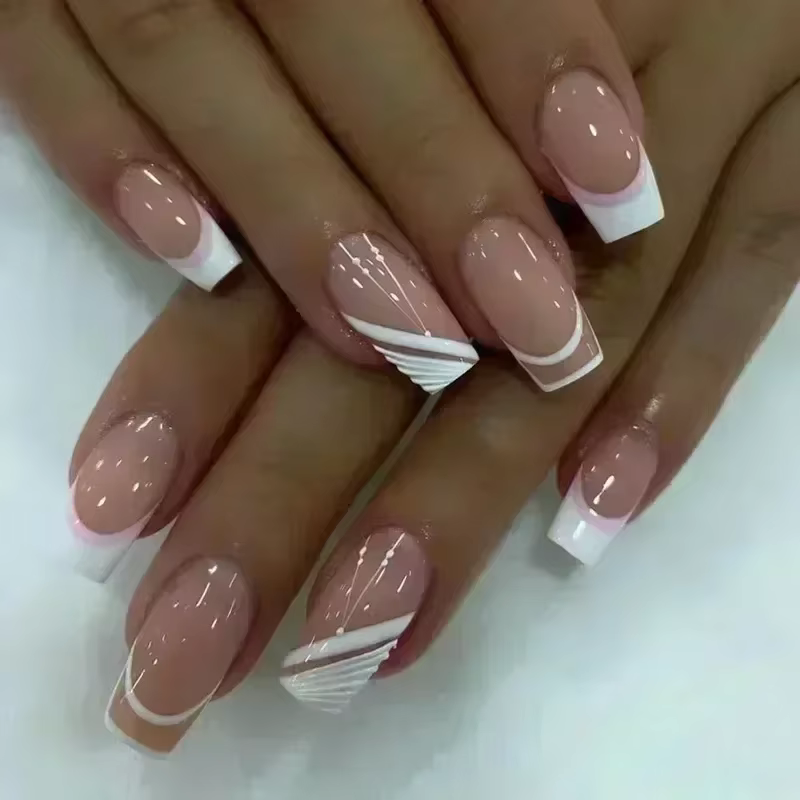 Faux ongles jaunes simples, 24 pièces, cercueil court, Art artificiel avec Design français, portable