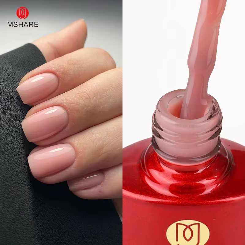 MSHARE Gel de Base en caoutchouc rose laiteux Camouflage couleur manteau tremper les ongles Gels ver