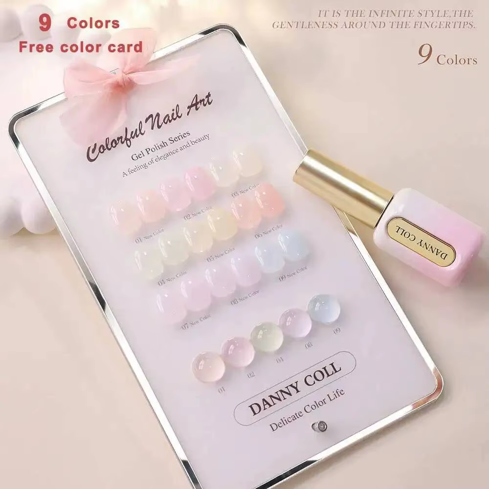 Ensemble de vernis à ongles en gel glacé printemps-été, 9 pièces, avec nuancier, vernis à ongles tra