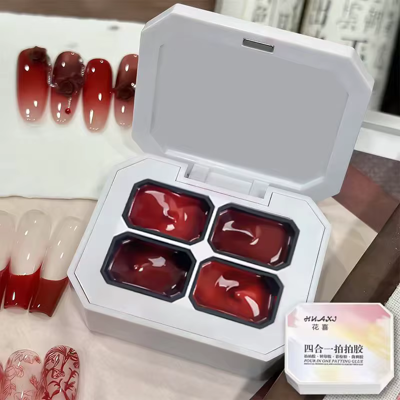Kit de gel de tapotement rouge série Quatre-en-un, idéal pour une application progressive, couleur h