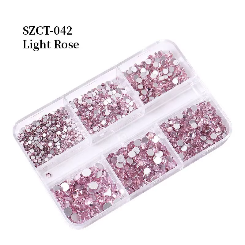 6 grilles SS6-20 taille mixte rose Bronze argent Flatback strass gemmes diamants clignotants 3D Nail