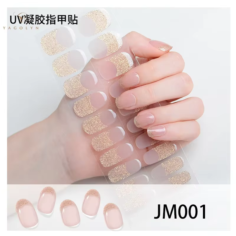 20 Tips Autocollants d'ongles semi-durcis pour manucure française, kits de gel semi-durci longue dur