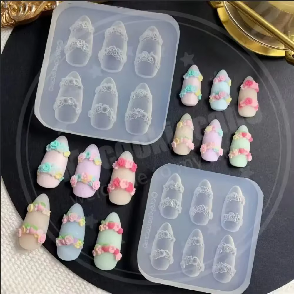 Moule à ongles en Silicone en forme de cœur, crème à gâteau, modèle de décoration pour Nail Art Y2K,