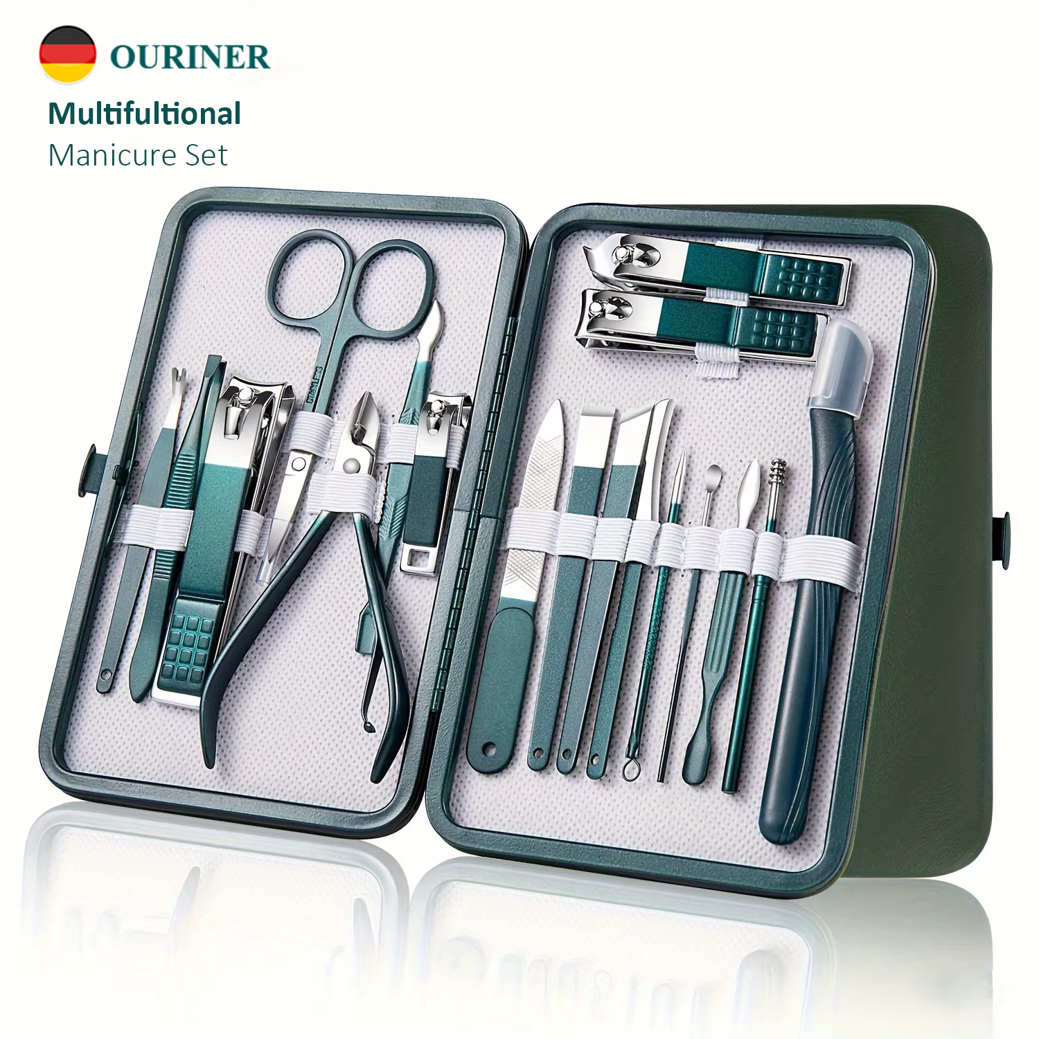 Kit de manucure et pédicure professionnel en acier inoxydable, ensemble de coupe-ongles avec étui de