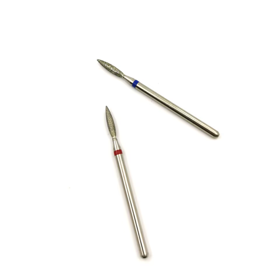 HYTOOS Diamant Fin Nail Forets Flamme Forme Russe Mills Cuticule Propre Burr Manucure Électrique For
