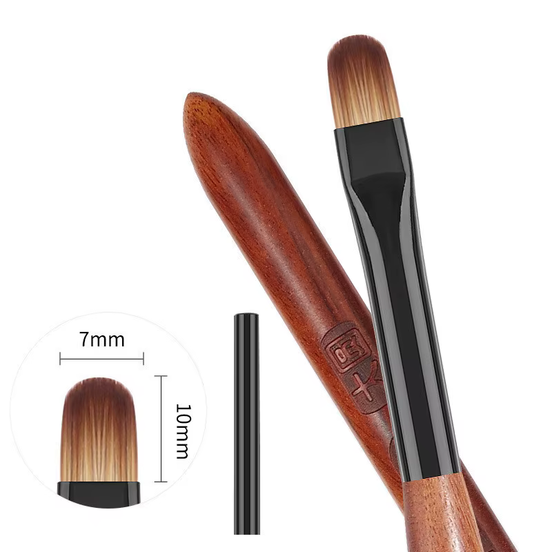 Stylo brosse à ongles en acrylique, pour poudre de manucure, manche rond en bois, outils de brosses