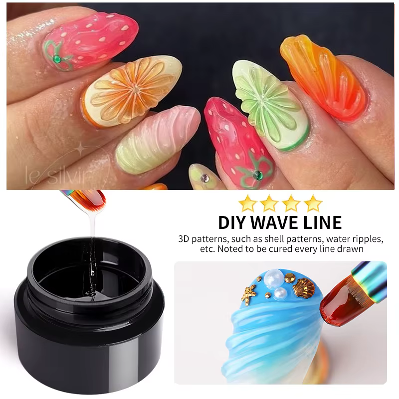 BORN PRETTY 5 EN 1 Gel Polish Transparent Effet Vague d'Eau 3D pour Modelage, Sculpture et Gravure,