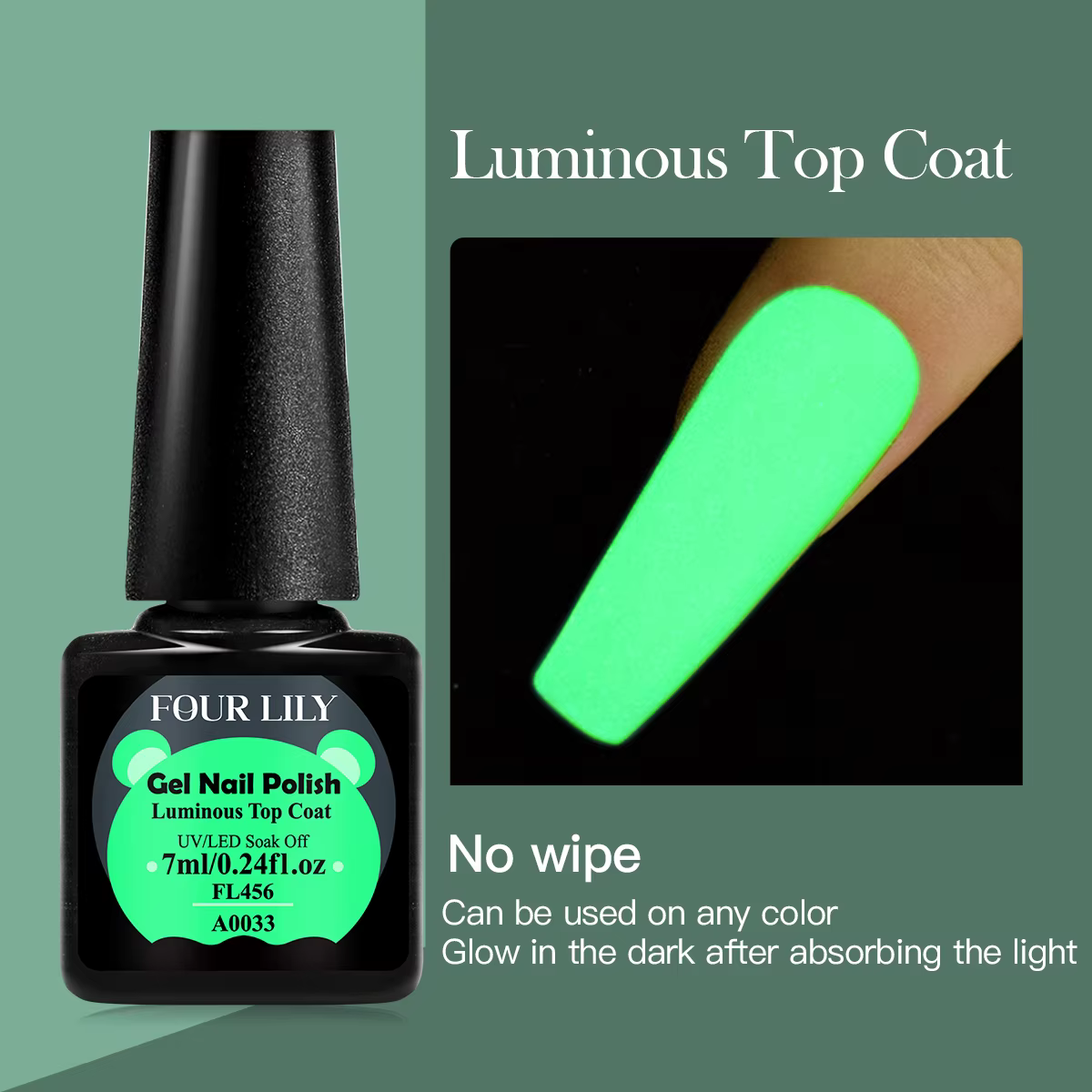Quatre Lily 7ml couche de finition lumineuse Gel Vernis à ongles brillant dans la nuit paillettes Se