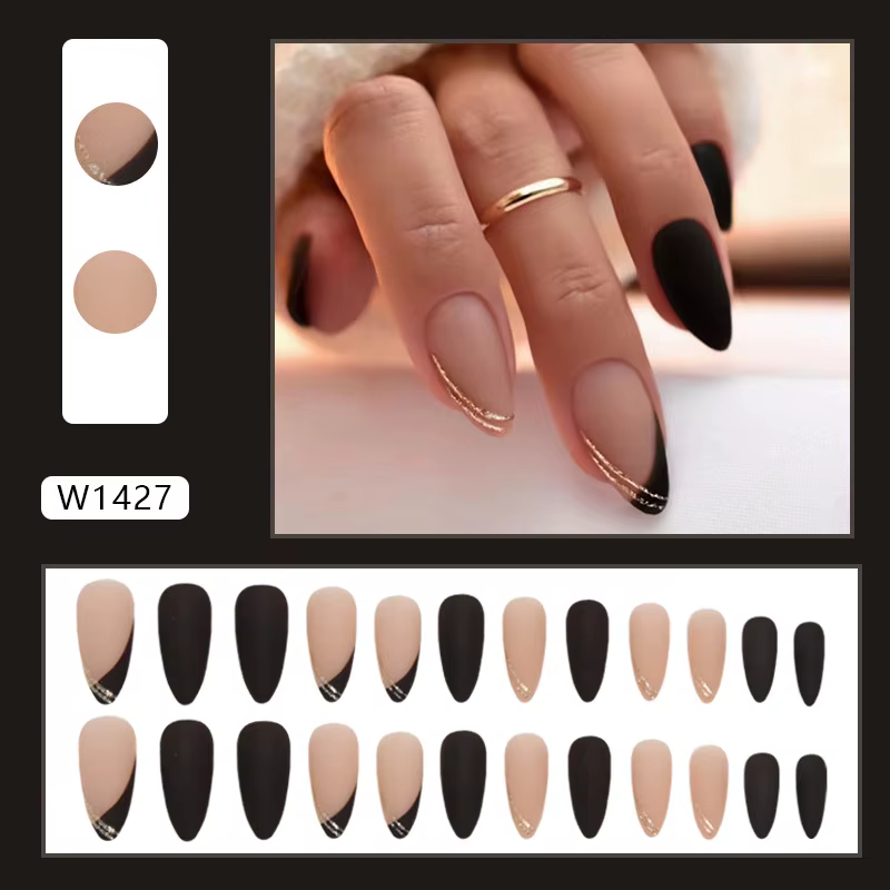 24 faux ongles à presser pour l'automne et l'hiver, magnifiques, courts et moyens, avec adhésifs, po