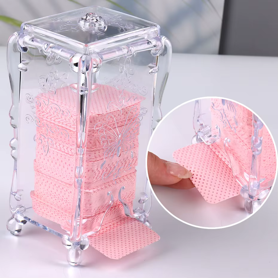 Boîte de rangement pour tampons de coton en acrylique, boîte de rangement pour ongles, Design Transp
