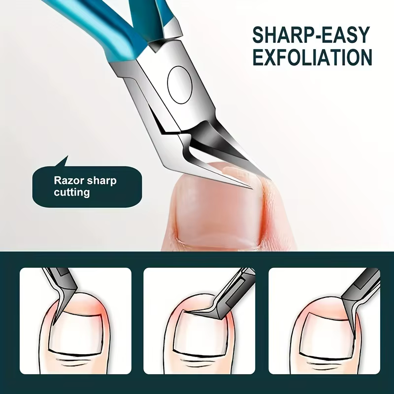 Coupe-ongles pour ongles incarnés épais, large ouverture, antidérapant, à Long manche, 1 pièce